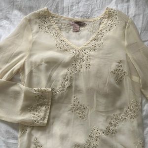 Sheer Embroidered and Beaded Top
